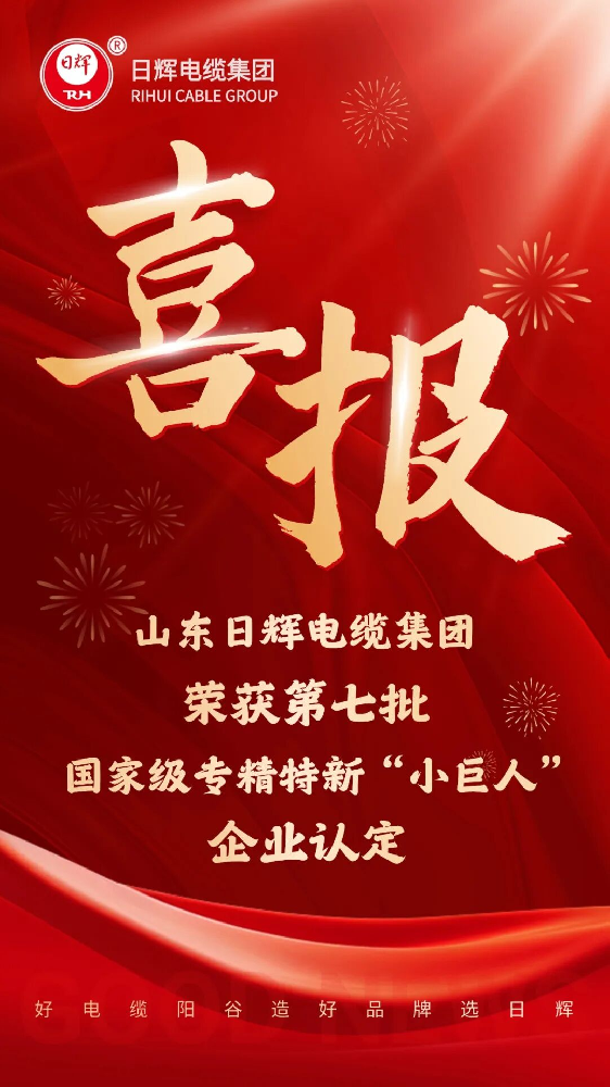 喜报！山东日辉电缆集团荣获国家级专精特新“小巨人”企业认定
